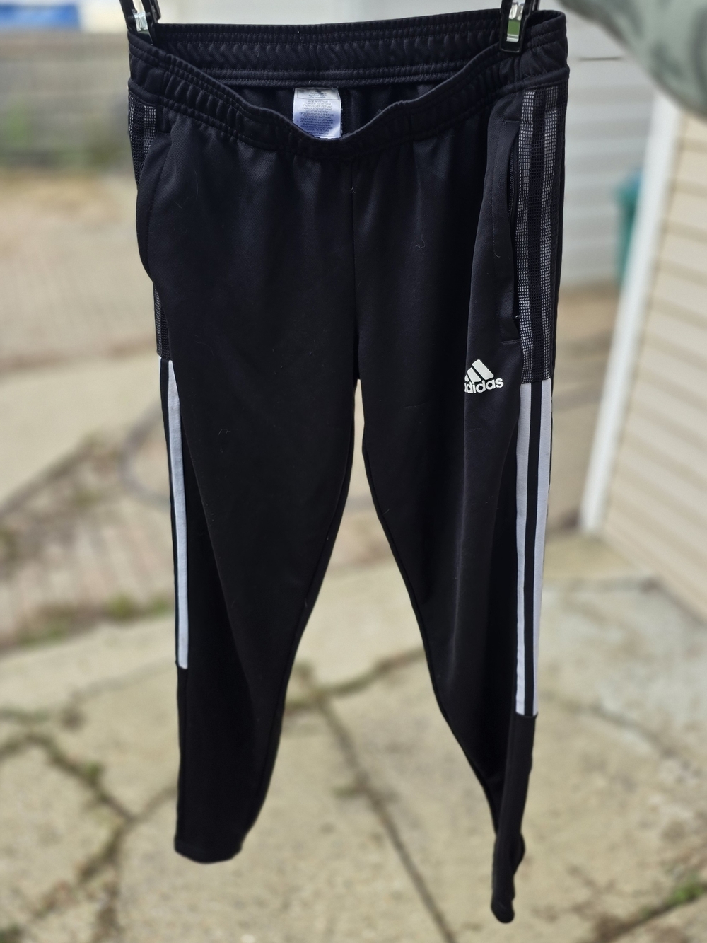 adidas Black Joggers with White Side Stripes - Kids